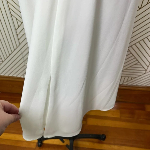 ATM Anthony Thomas Melilo Tie-detailed Georgette Midi Dress In Chalk Size Medium - Picture 8 of 12